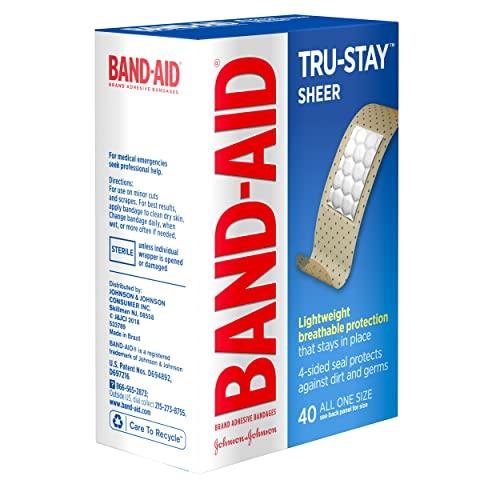 Band-Aid Band-Aid Brand Tru-Stay Sheer Strips Adhesive Bandages for First Aid and Wound Care, All One Size, 40 ct
