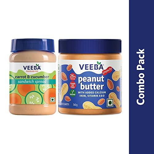 VEEBA VEEBA Breakfast - Carrot N Cucumber Sandwich Spread 250g, & Peanut Butter Crunchy Jar 340g Combo
