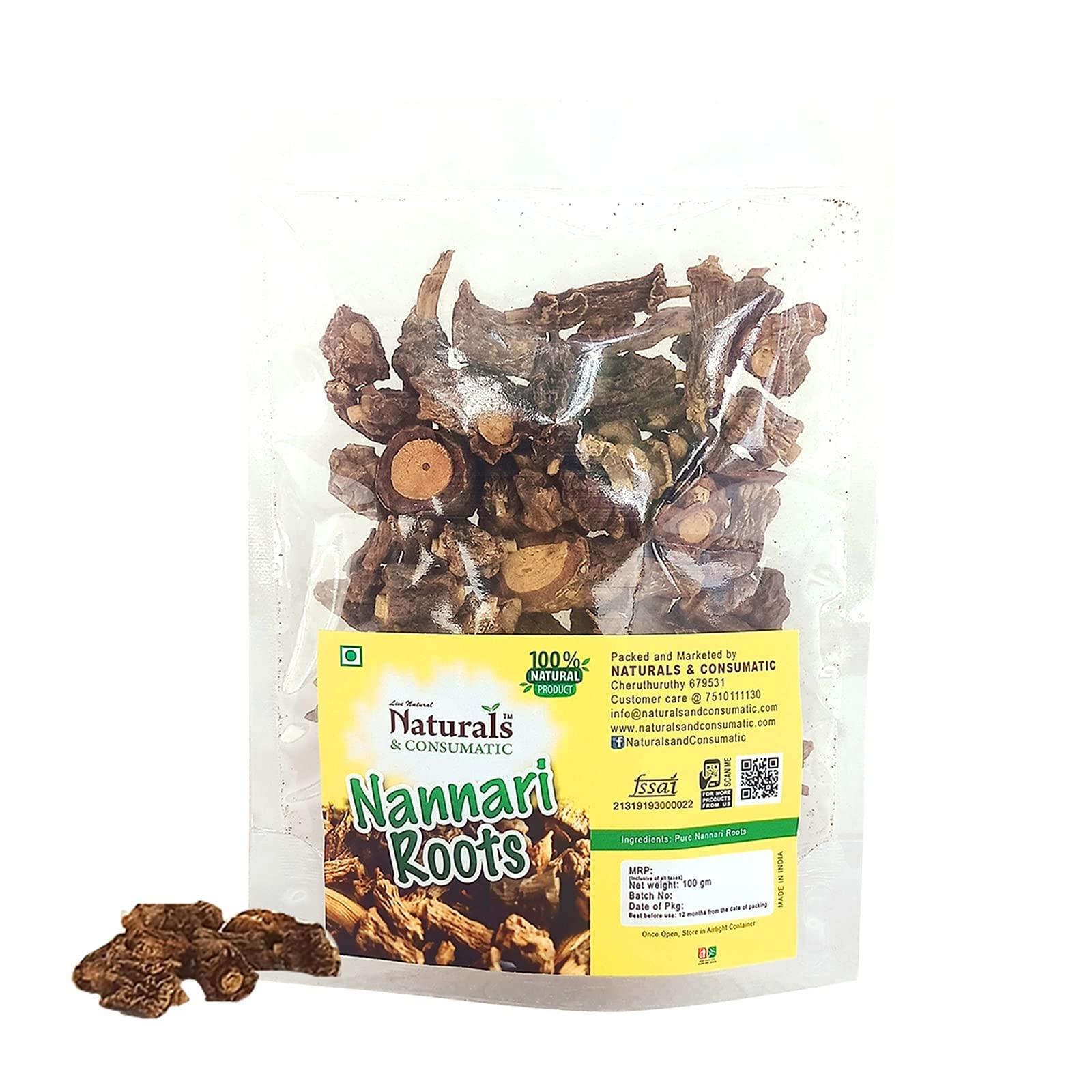 Naturals & Consumatic Naturals & Consumatic - SugandhiVeru Roots -Indian Sarsaparilla Pure Nannari Roots Hemidesmusindicus - 100 Grams - Loose Packed