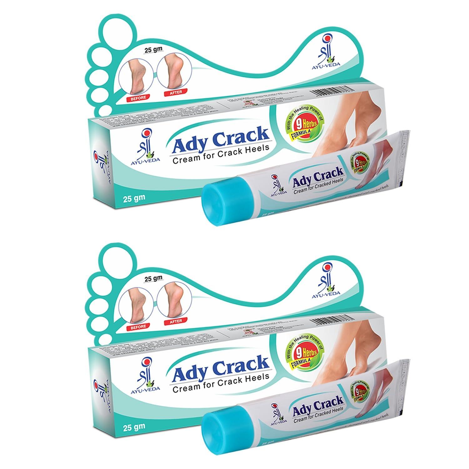 LABOLIA Shree Ayu-Veda Ady Crack Cream, Foot cream, For Dry & Cracked Feet, Moisturizes & Soothes Feet, Heel Repair, Chapped Skin | 9 Herbs Formula - 5 x 25g (pack of 5)