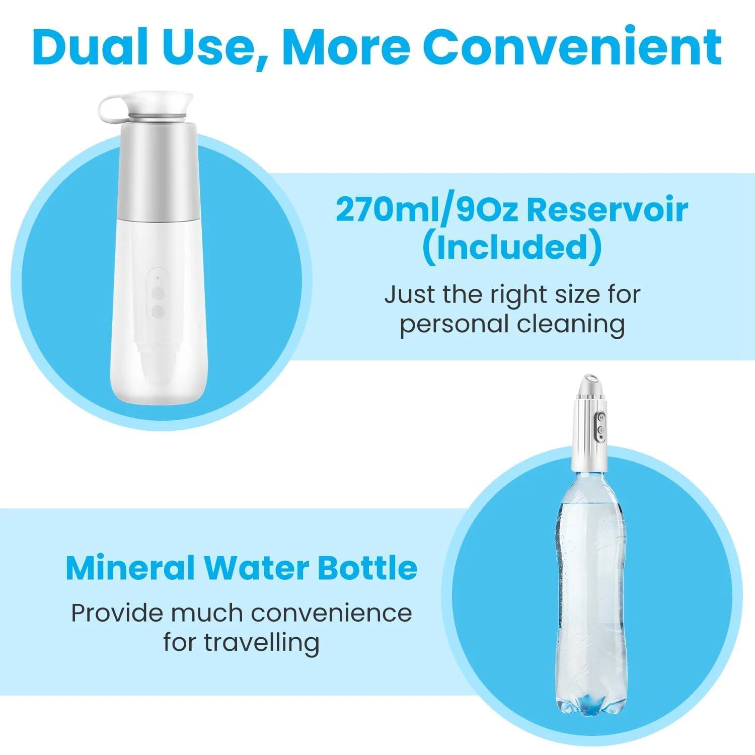 DOCAT DOCAT Handheld Portable Bidet Spray Bottle for Toilet Retractable Bidet Angled Nozzle Jet Spray for Personal Hygiene Care with 2 Nozzles and Travel Pouch Bag (4 Modes Electric)