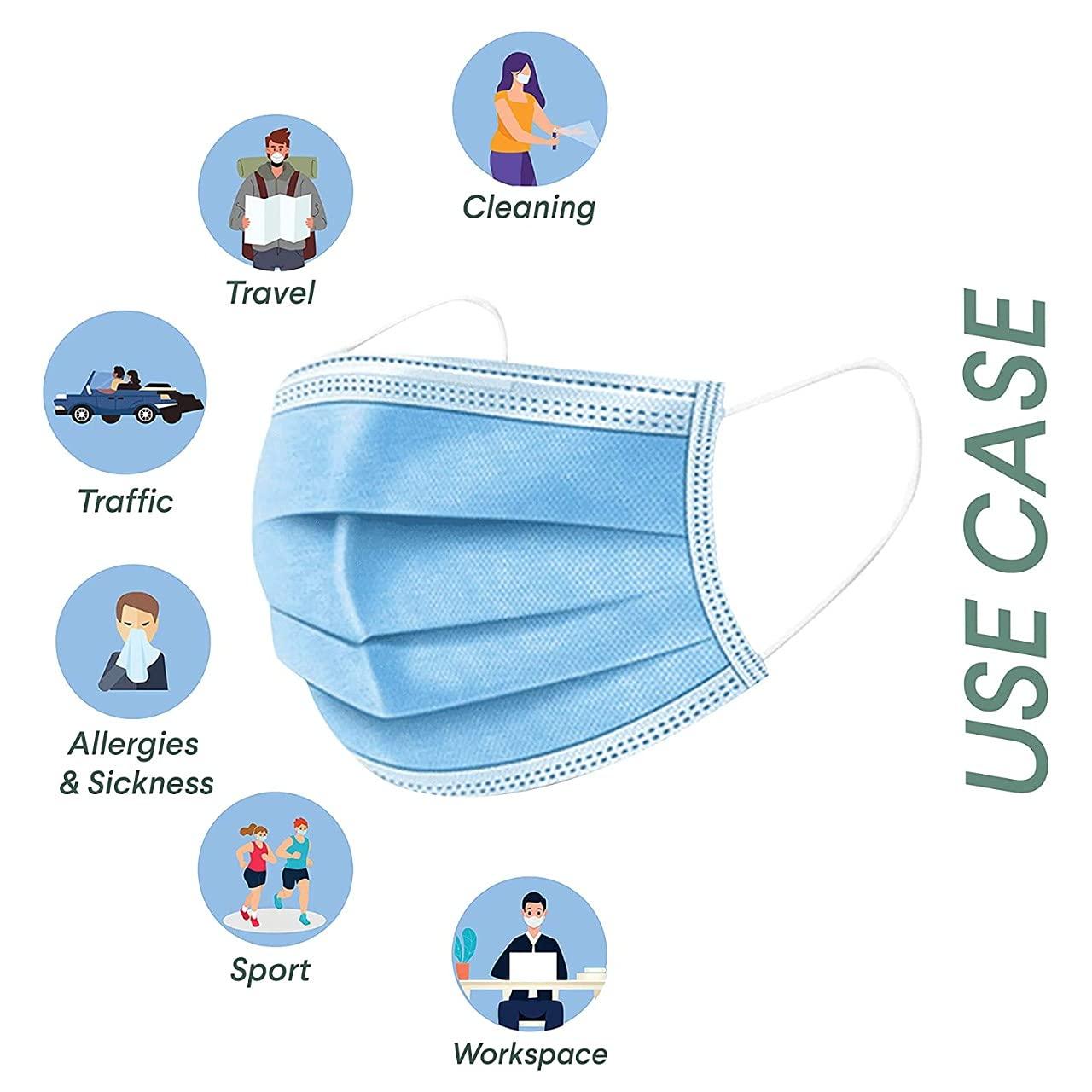 NavaFresh Basics Melt-Blown Fabric Disposable 3 Ply Surgical Mask