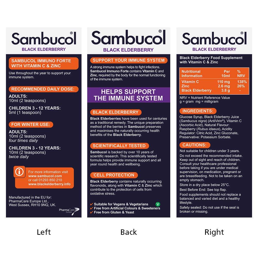 Sambucol Sambucol 120ml Immuno Forte Liquid by SAMBUCOL Black Elderberry Liqu