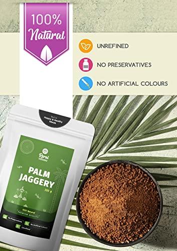 Rural Treasures Natural Pure Date Palm Jaggery Powder | No Chemicals, No Preservatives | Bella, Bellam, Thati, Desi Gud, Gur, Karupatti Mittai, Khajoor, Khajur, Palmyra, Pana, Panai Vellam, Sugar | 300 g Pouch