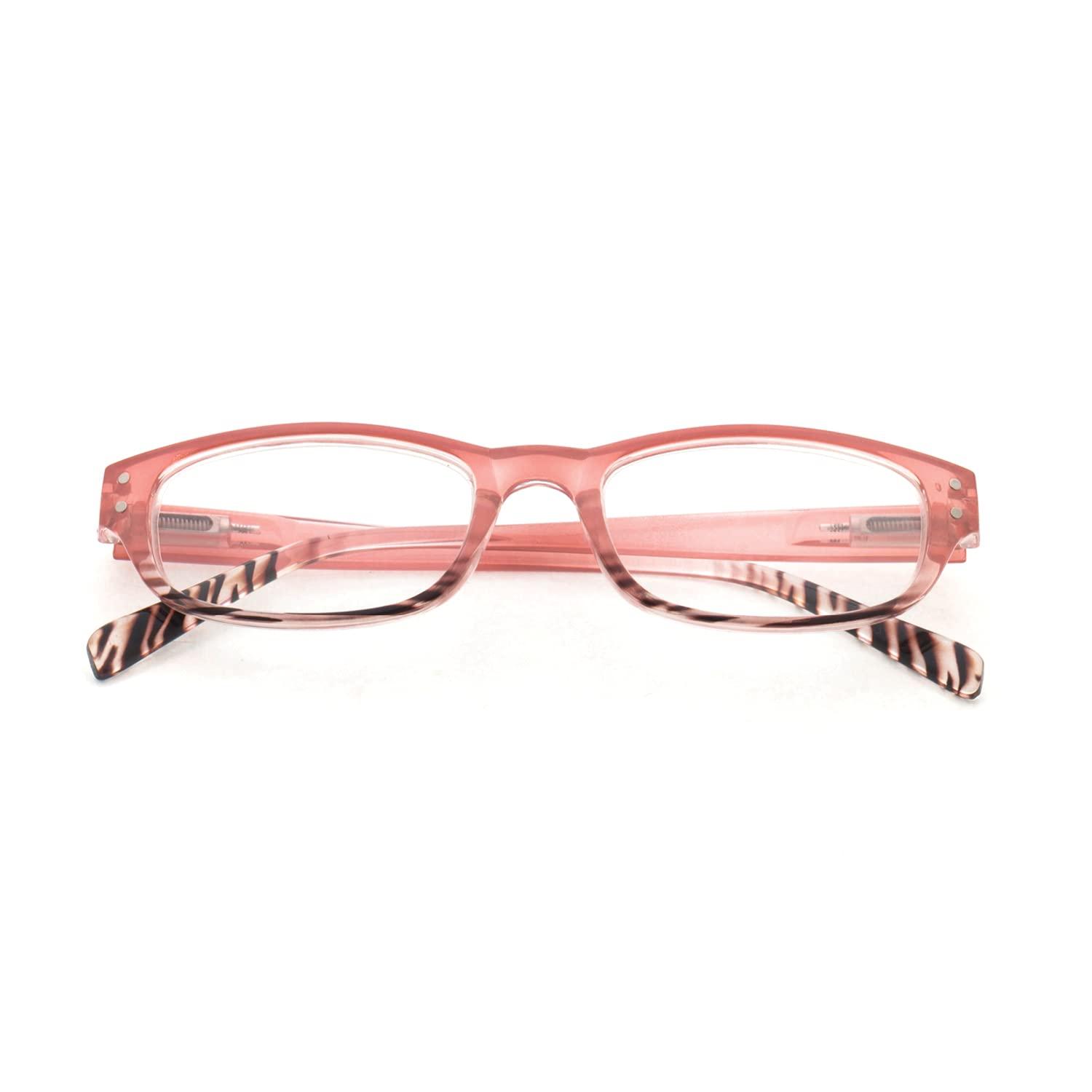 TIZIANO TIZIANO New Age Reading Glasses with Spring Hinge (Model: 175100 Light Pink +1.25 with Rectangular Eye shape)