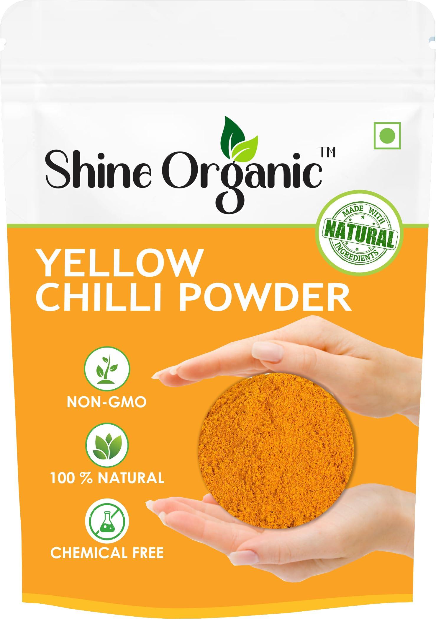Shine Organic Shine Organic Peeli Mirch Powder | Yellow Chiili Powder | Pili Mirch Powder | - (200 gm) Yellow Chilly Chili Mircha Powder Extremely Hot Chilli