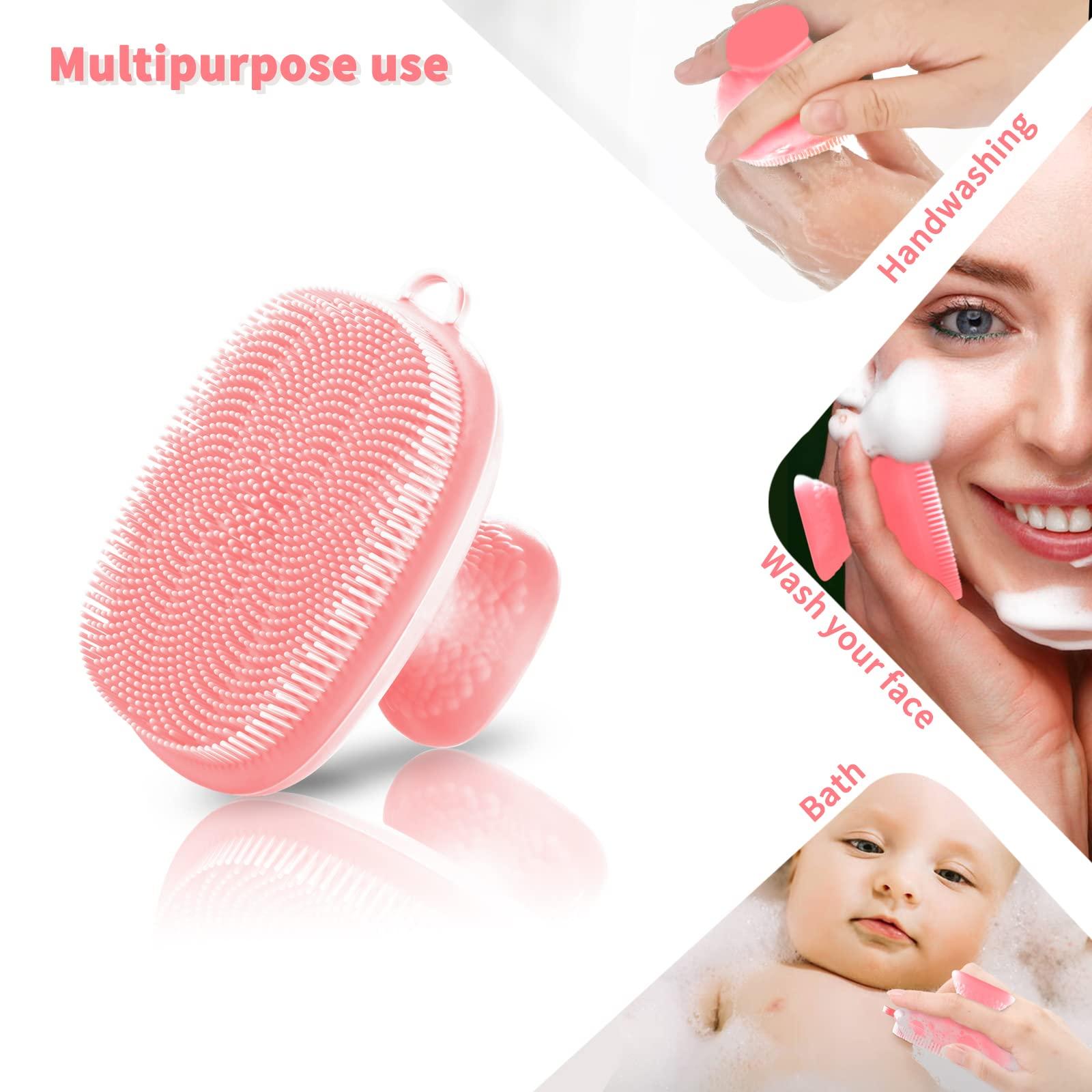 VWMYQ VWMYQ Silicone Facial Cleansing Brush Face Wash Brush Face Scrubber Soft Handle Deep Cleansing Skin Care for Gentle Exfoliating, Removing Blackhead, Massaging (Pink)