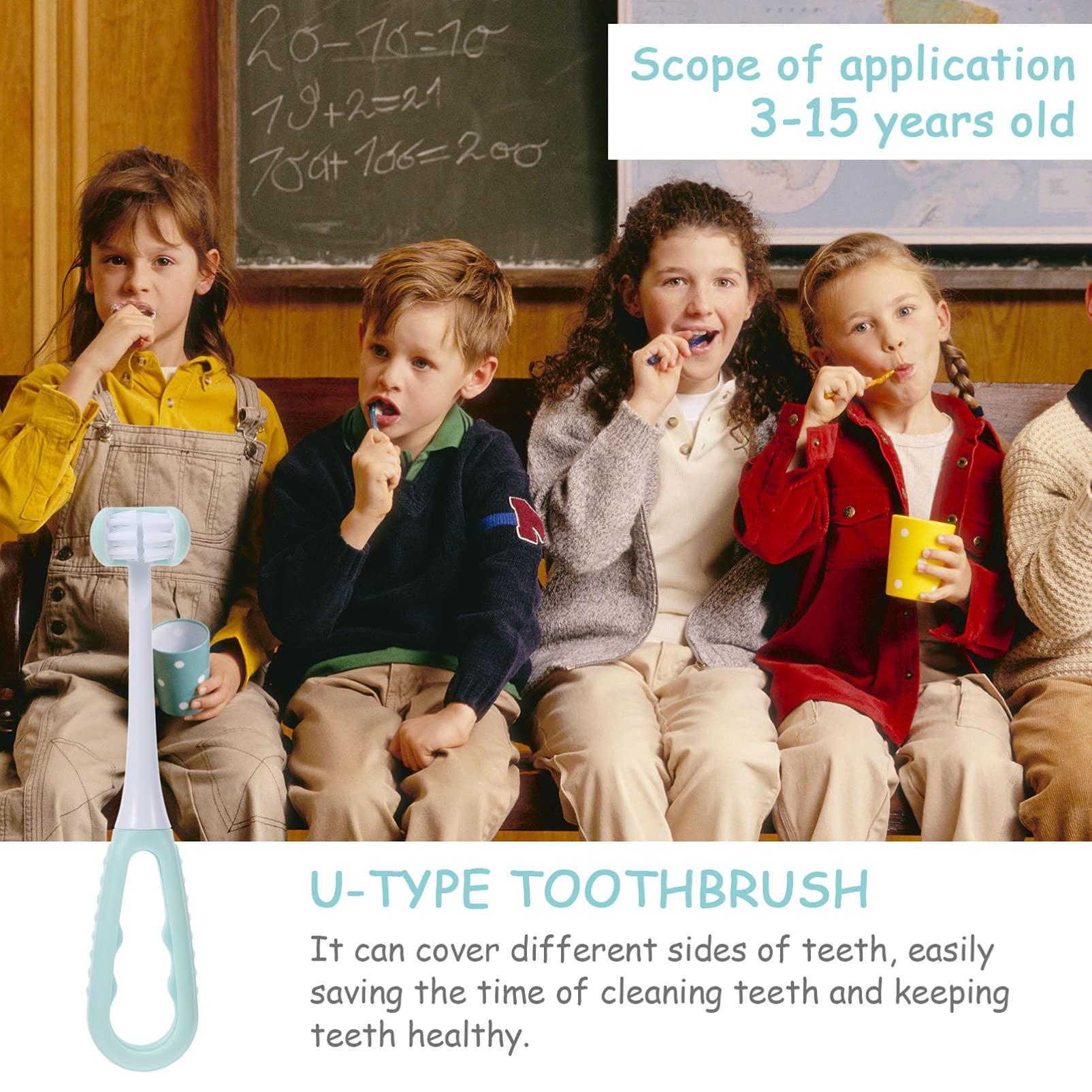 KTMGlobal KTM 3 Sided Autism Toothbrush Kids Toothbrush Soft Bristle Toothbrush Toddler Toothbrushes Sky- blue