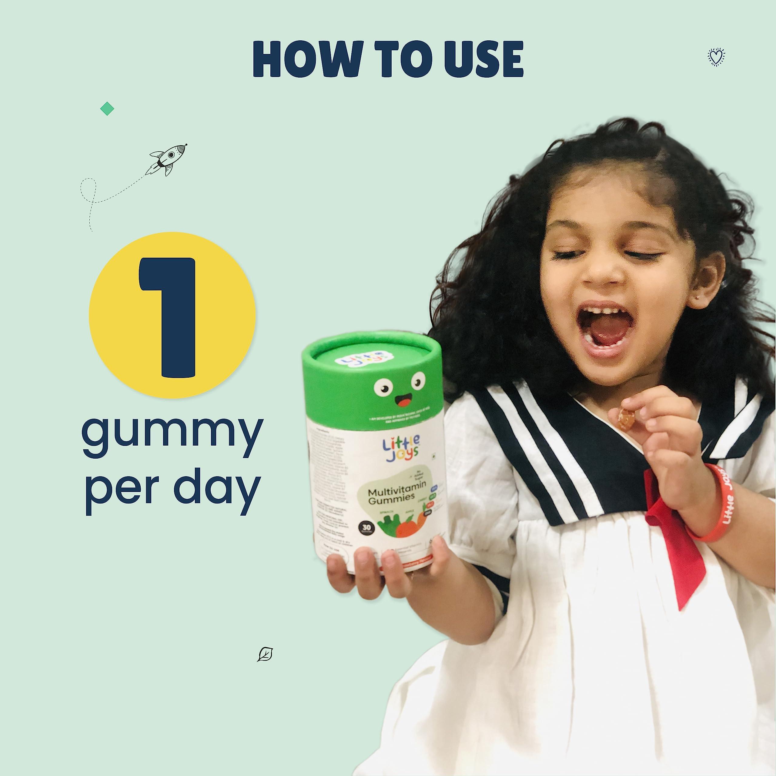 Little Joys Little Joys Multivitamin Gummies (7-12 years) | 60 Days Pack | No Sugar Added | Strawberry Flavour | Boosts Immunity, Bone Health & Digestion | pack of 2