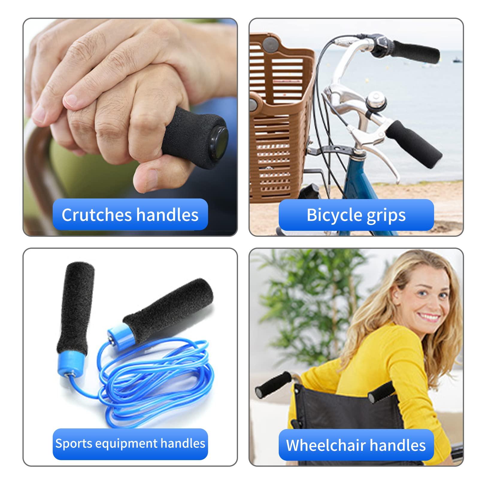 YOJOR 4PCS Cane Handle Grip Replacement Cane Grip Foam Cane Grip Replacement Offset Cane Grips Walking Cane Hand Grip Foam Handle for Cane Bicycle Handlebars 4.53 x 0.8 x 0.8 Inch, Black