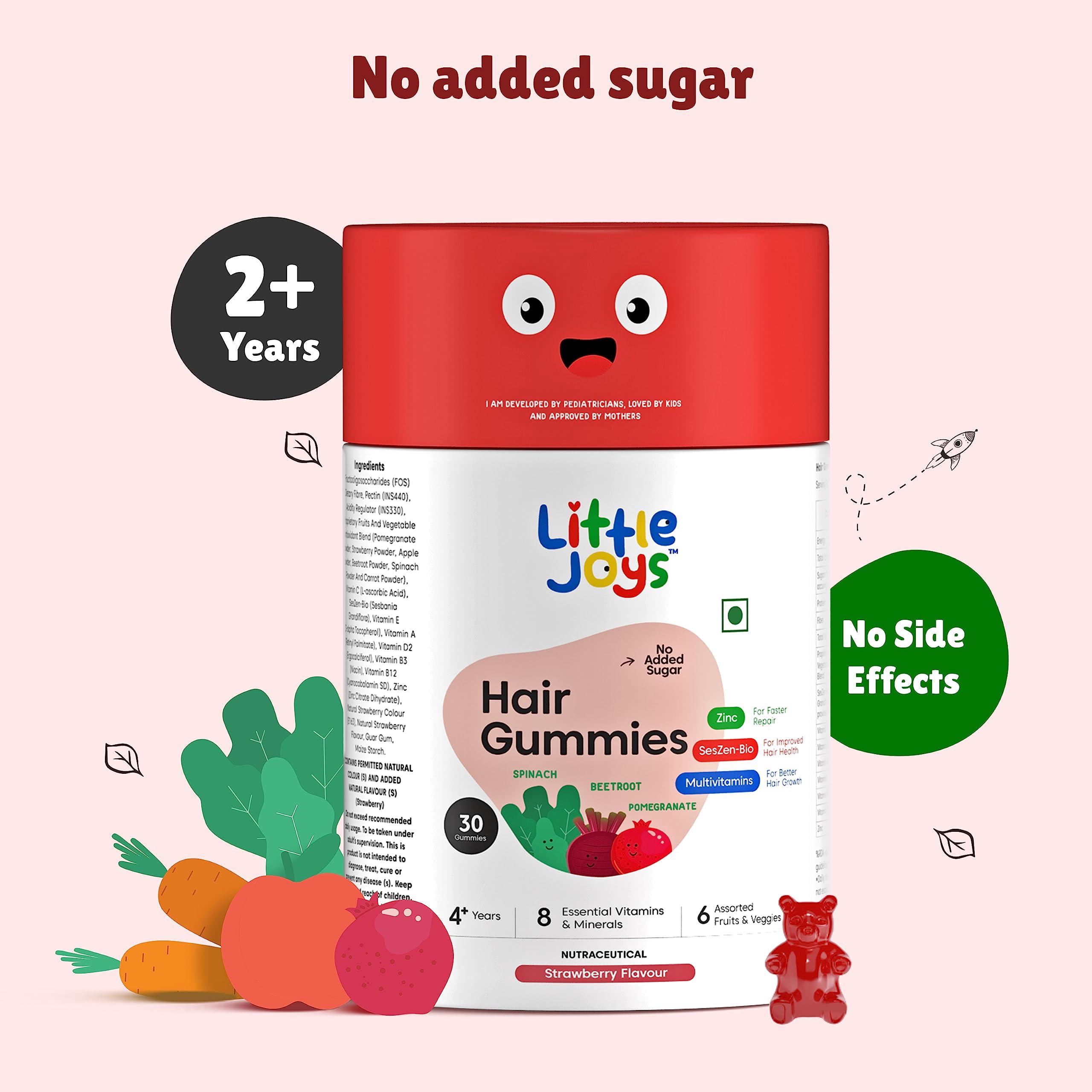 Little Joys Little Joys Biotin Hair Health Gummies (2-12 years) | 30 Days Pack | Strawberry Flavour | Developed by Paediatrician, No Side Effects