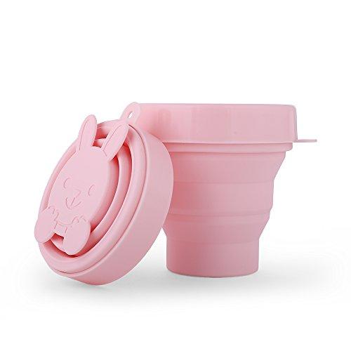 LUCKY CLOVER Collapsible Silicone Cup for Sterilizing Menstrual Cups and Storing Your Diva Cup - Foldable for Travel(1Pink)