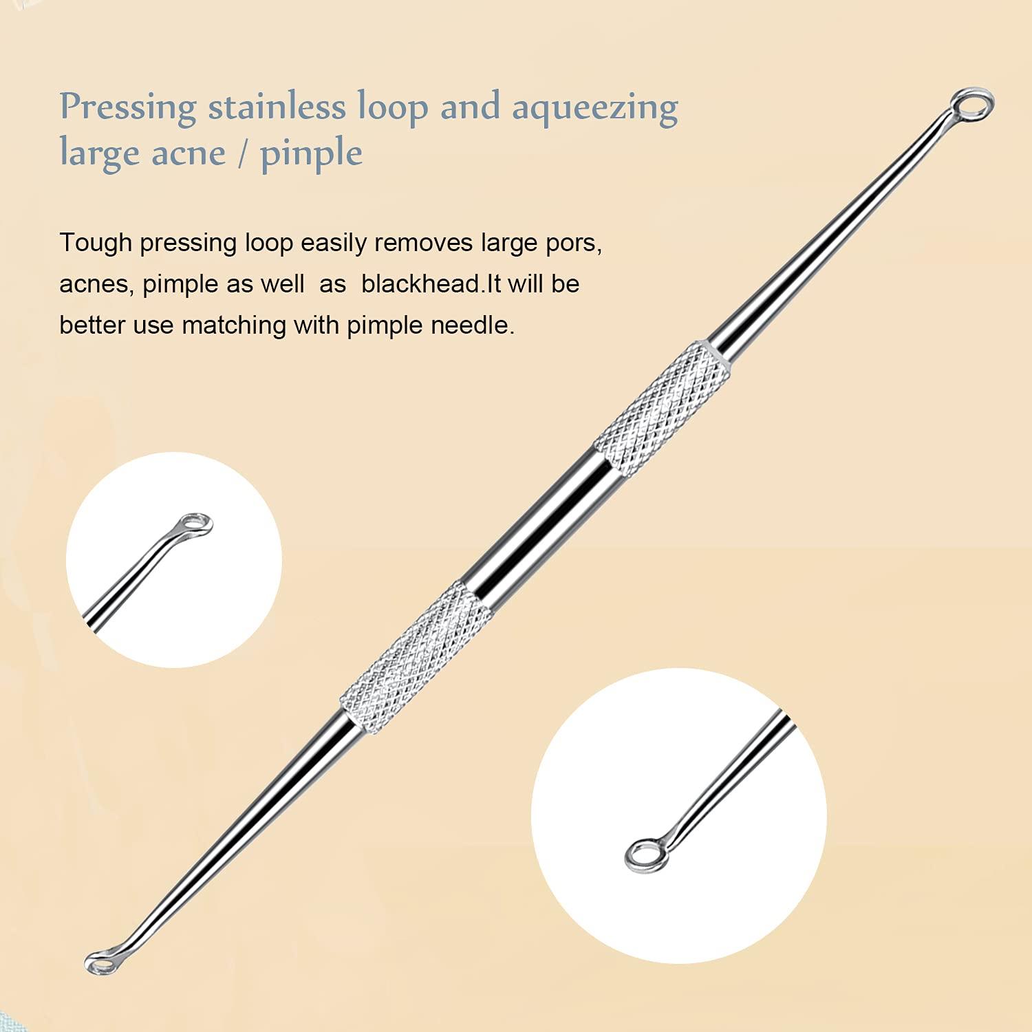 SKINOSM SKINOSM Blackhead Remover Acne Pimple Comedone Extractor Curved Whitehead Tweezers Tool Kit Treatment for Facial Skin Care Protect with Silver Metal Case (Tweezers Kit 6pcs)