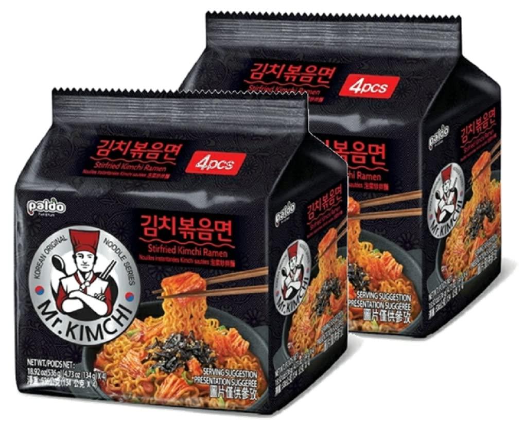 Paldo Paldo Fun & Yum Mr. Kimchi Noodles, Original Korean Ramyun, Stirfried Kimchi Ramen, 134 g (Pack of 8)