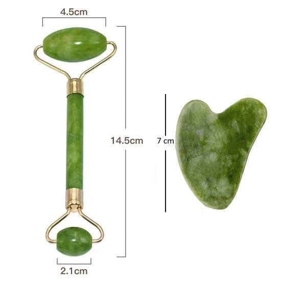 Generic Marble Jade roller Face Massager Double Rollers Antiaging Face Eye Neck Foot Massage Tool Stimulating Blood Flow (Green)