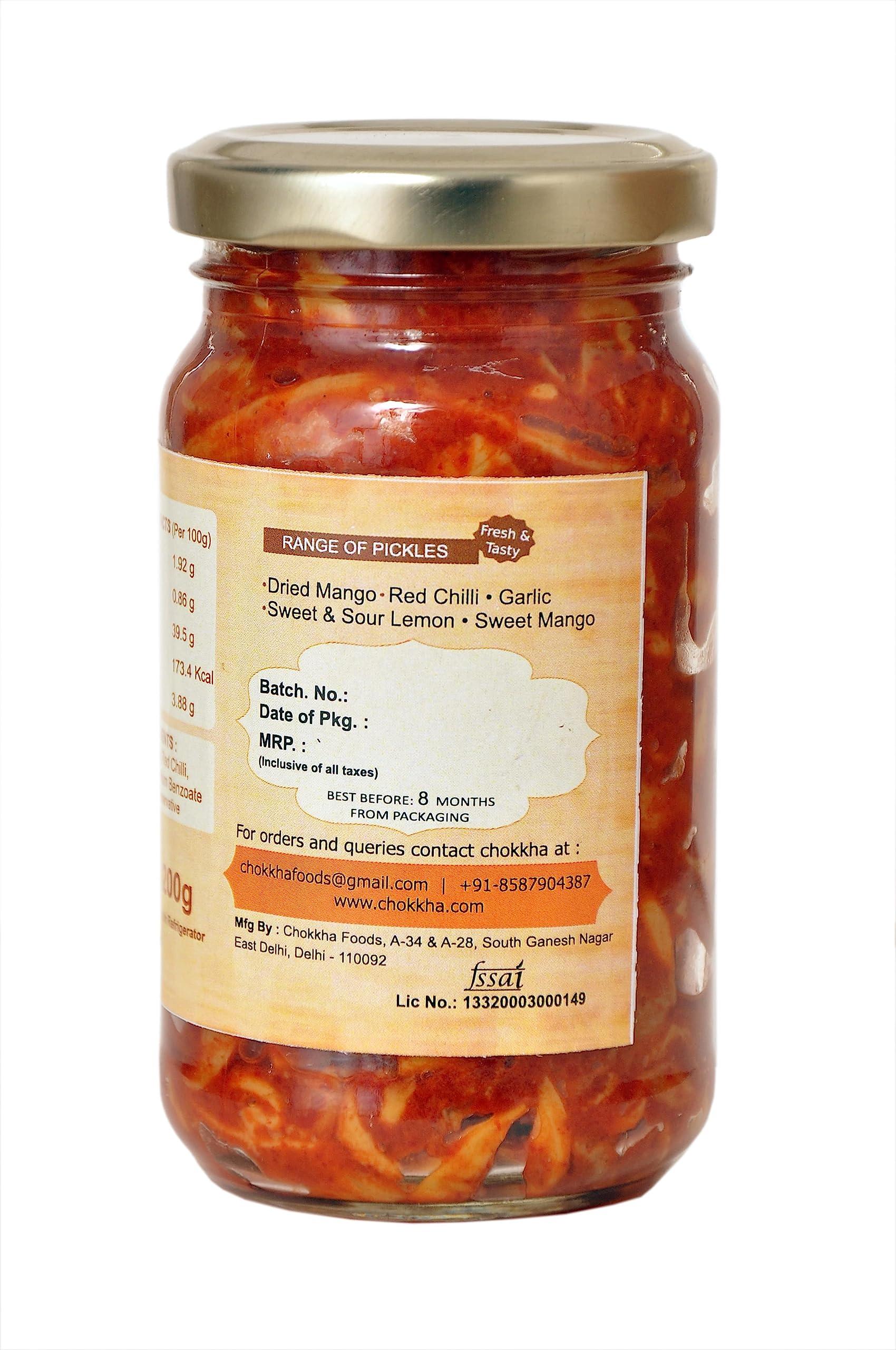 Chokkha Chokkha Traditional Homemade Hing Mango Pickle | Senda Namak | No Colour |100% Oil-Free | 200 Gm