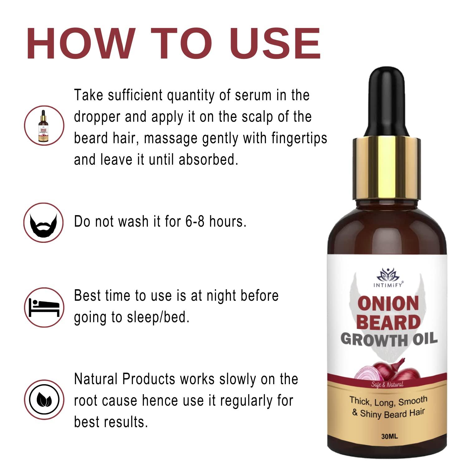 INTIMIFY INTIMIFY Onion Beard Growth Oil | Dadhi Badhane Wala Oil | Beard Oil for Patchy And Uneven Beard | Mustache Growth Oil For Men With Jajoba Oil (30 ml - Pack of 1)