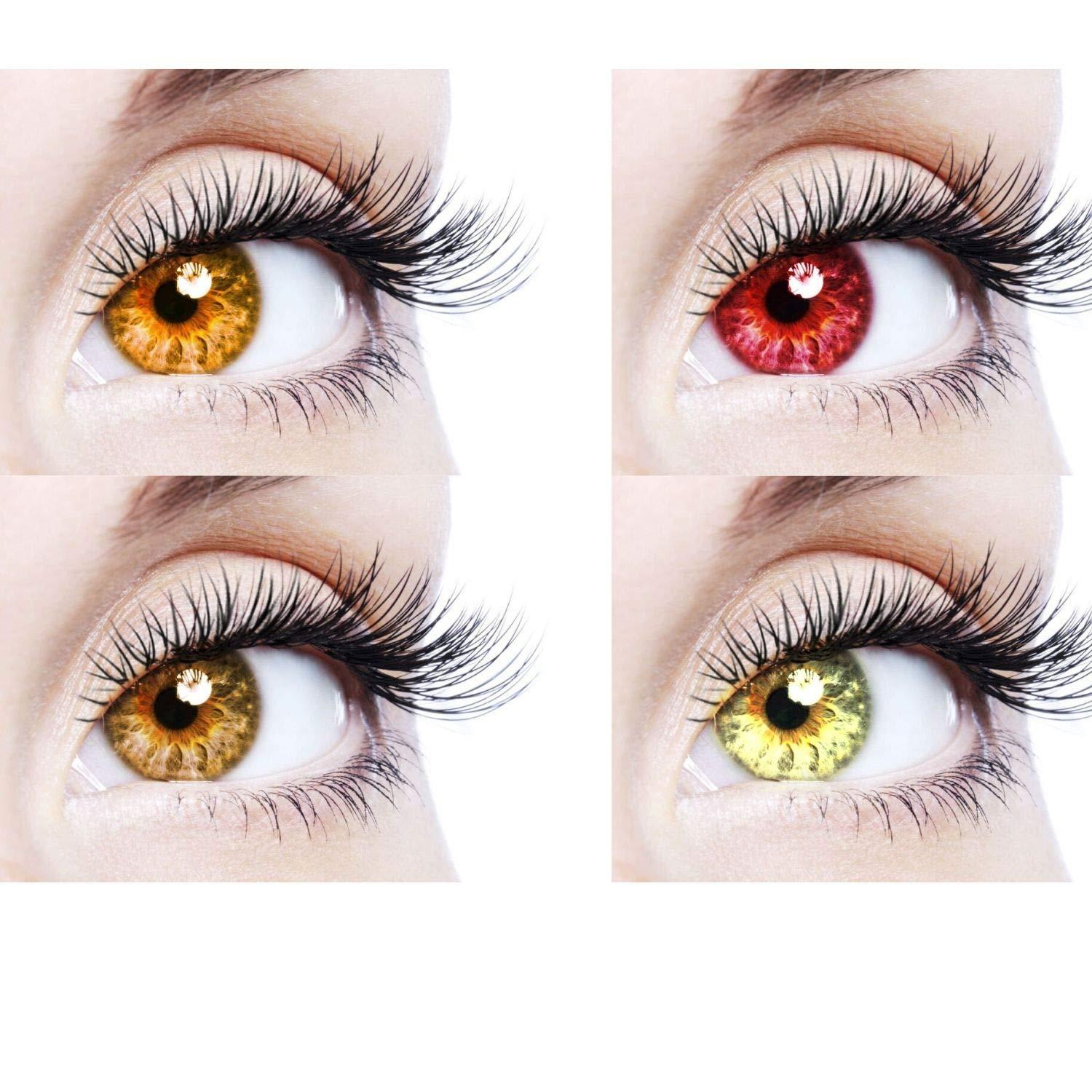 EYCOG EYCOG 4 Pair Monthly Honey Red Hazel Gold Colored 0 Power Contact Lenses for Eyes Men and Women with Lens Case