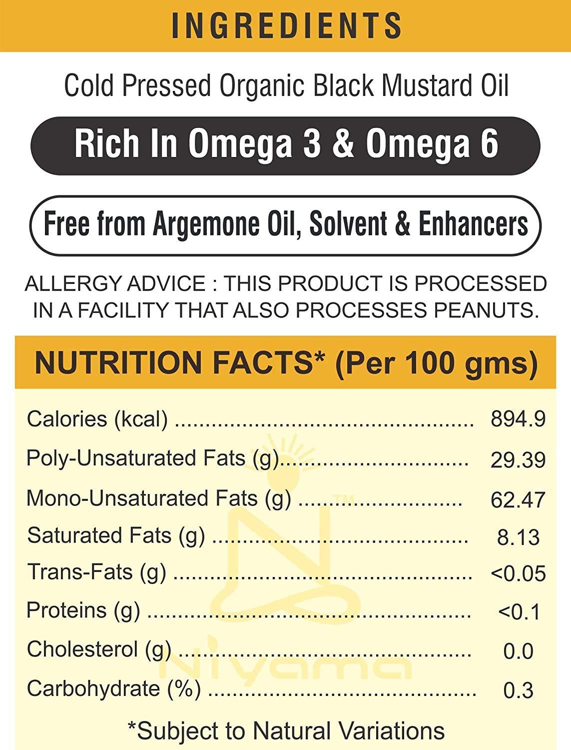 Niyama Niyama® Organic Black Mustard Wood Pressed Oil (Sarso Ka Tel), Ideal for Cooking Purpose (1.5 Ltr. Pouch) (Pack of 2)