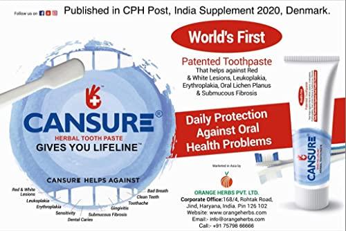 Cansure Cansure Toothpaste (Pack of 3) The World\'s First Patented Toothpaste for Oral Pre-cancerous Conditions*| Pre-malignant Red and White Lesions | Contains Nano Partical-based Patented Molecules with a better absorption rate | Nothing worked yet? Try Ca