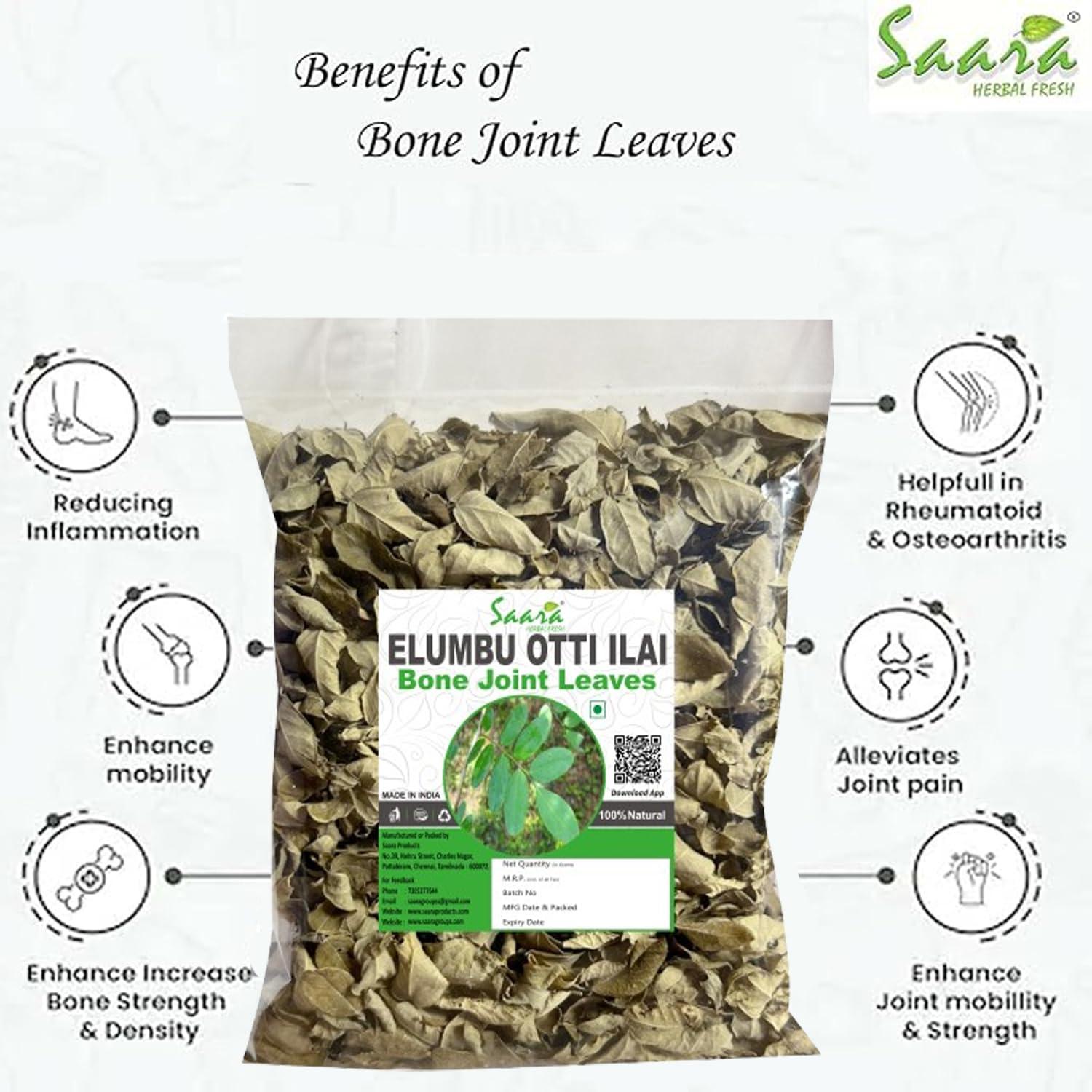 SAARA Saara HERBAL FRESH Elumbotti Ilai, 40g, Bone joint Leaves, Murikootipacha, Kooravaal Chedi, Kodali Soppu, Elumbu otti ilai, 40g (Pack of 1 X 40g)