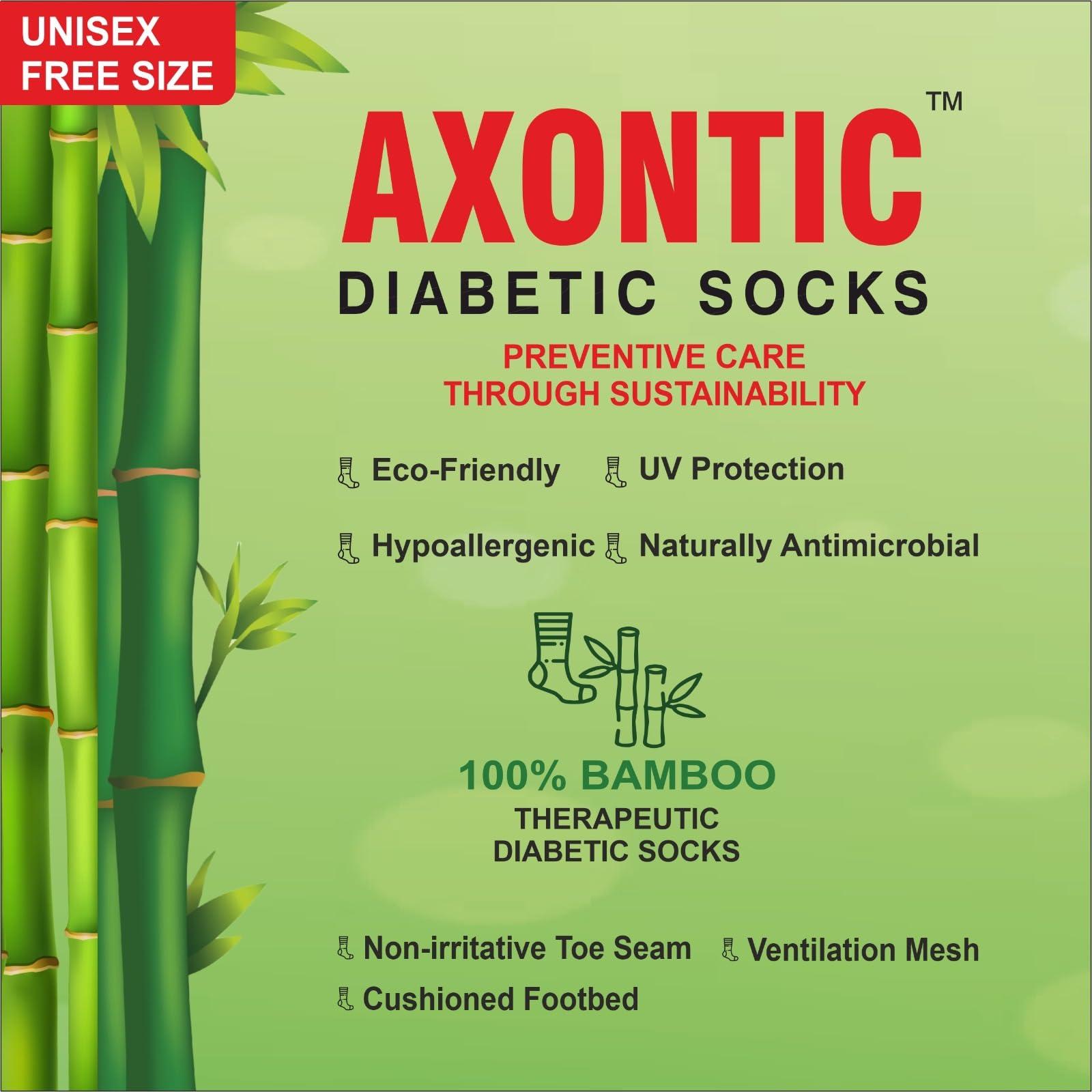AXONTIC AXONTIC Bamboo Diabetic Socks for UV Protection | Eco-Friendly | Non-irritative Toe Seam | Naturally Antimicrobial | Hypoallergenic | Cushioned | Ventilation Mesh |Single Per Pack (Almond Frost)
