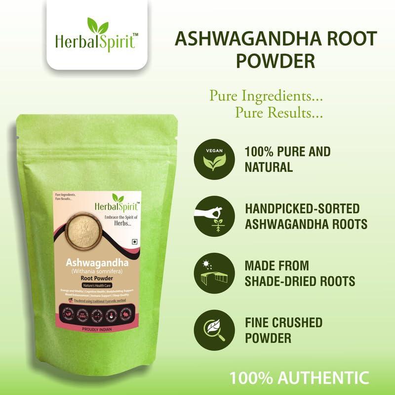 HerbalSpirit Herbal Spirit Ashwagandha Powder Organic, 900gm | Ashwagandha Churna Powder | Aswagandha or Ashwagandha Root Powder | Organic Ashwagandha Powder | Organic Ashwagandha Powdered