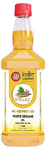 IndicWisdom IndicWisdom Wood Pressed Oils Combo 005 (2 liter Safflower Oil,1 liter Sesame Oil,1 liter Groundnut Oil) (Cold Pressed - Extracted on Wooden Churner) | Kolhu/Kacchi Ghani/Chekku