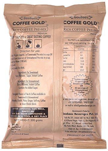 GeeBees Coffee Gold GeeBees Coffee Gold Instant Premix Coffee Low Sugar, 500 g
