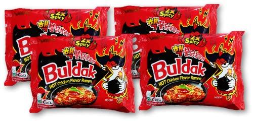 Samyang 2X spicy noodles 140g, Samyang Korean Buldak Hot Chicken Flavor Ramen 2X Spicy Noodles 140g (Pack of 4) Unique