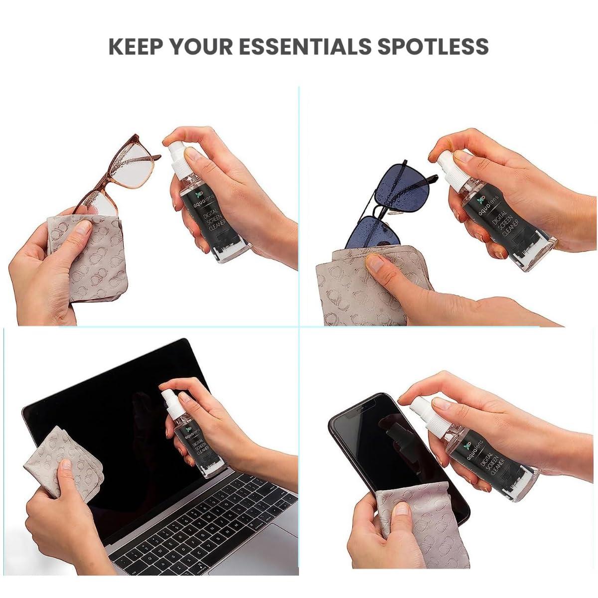 AQUALENS CONTACT LENSES Aqualens Spectacle Lens cleaner 100ml for Specs + Digital lens Cleaner for Laptop/Screen 100ml