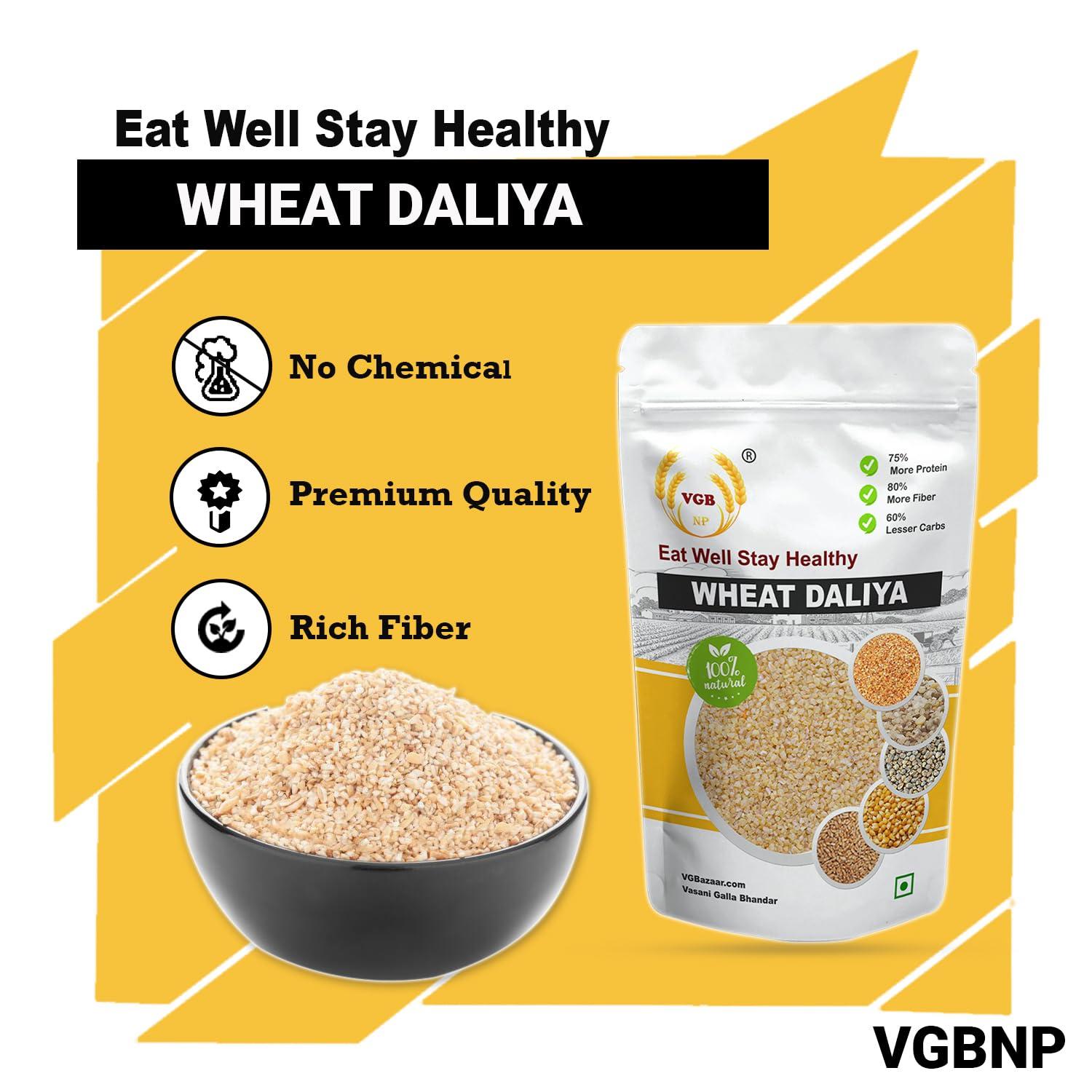 VGBNP VGBNP Vasani-G Natural & Unpolished High Fiber Wheat Dalia (Broken Wheat Daliya) Easy To Cook Wheat Porridge (Gehu Ka Dalia | Crushed Dalia) - 4Kg