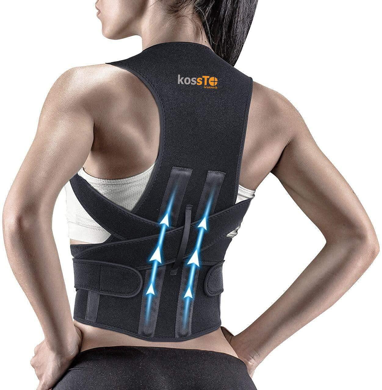 kossto kossto Free Size Premium Magnetic Back Brace Posture Corrector Therapy Shoulder Belt for Lower & Upper Back Pain Relief with Back Support Plates Man & Woman Medium (Universal)