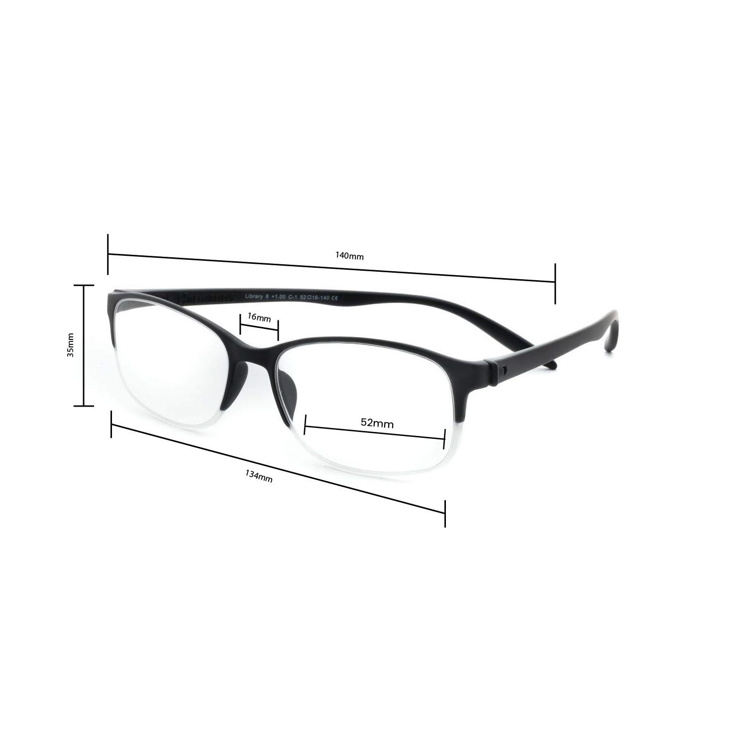 Dr.Harmann's Dr.Harmann's Rectangular Reading Glasses (Matt Black) (Library 8 +4.00)