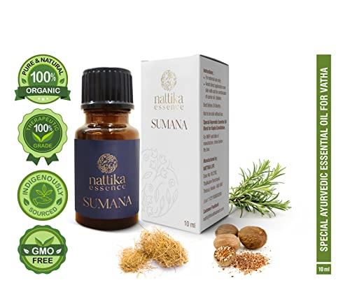 Nattika Essence Sumana - Revitalizing Ayurvedic Essential Oil Blend by Nattika Essence - 10 ml - Nutmeg, Rosemary, Vetiver - Reduce Stress & Anxiety and Uplift Energy