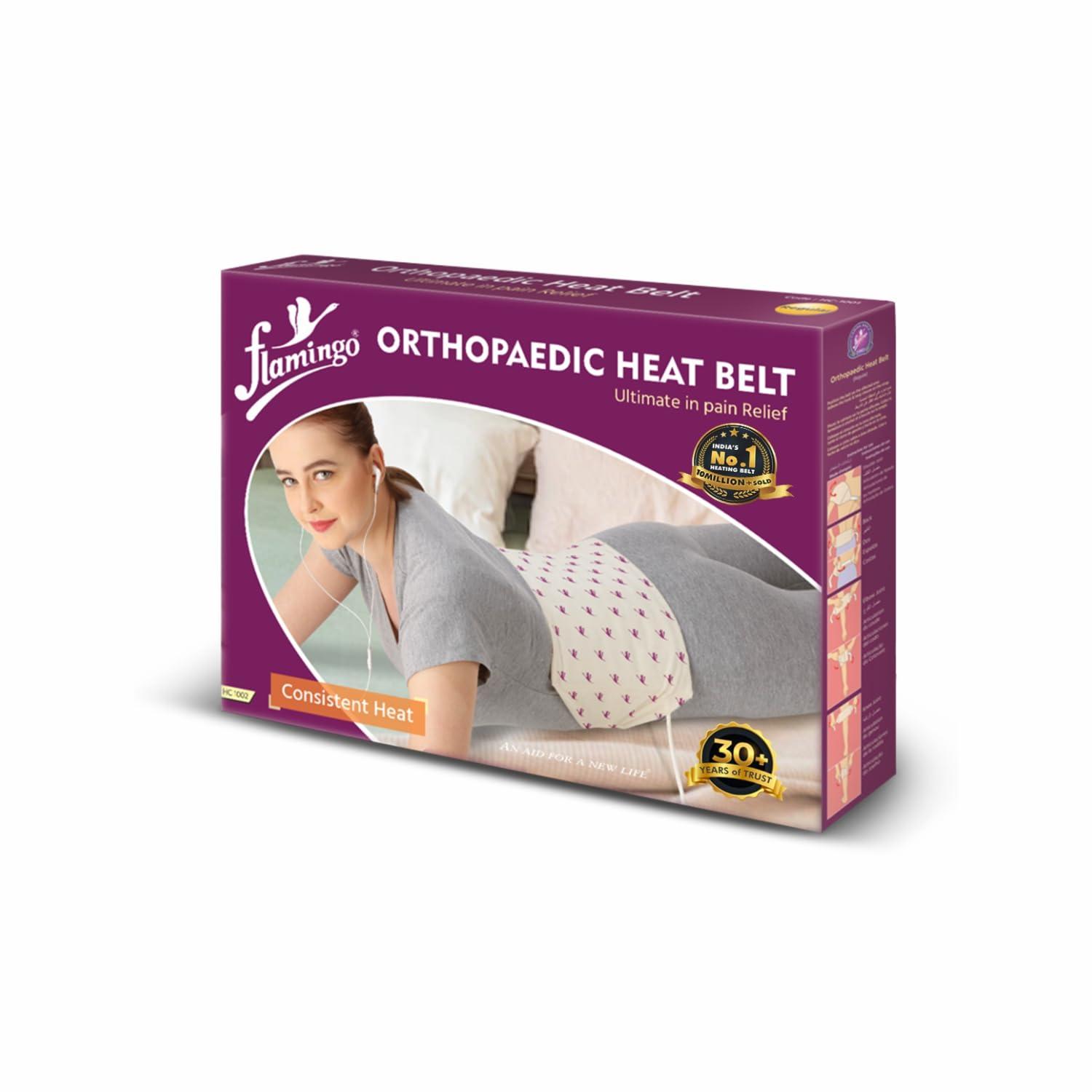 Flamingo Flamingo Orthopaedic Electric Heating Pad | Heat Belt with Temperature Controller | Pain Relief Heating Belt for Lower Back, Knee, Shoulder, Cramps, and Neck | Heat Pad Back Pain Relief | Regular