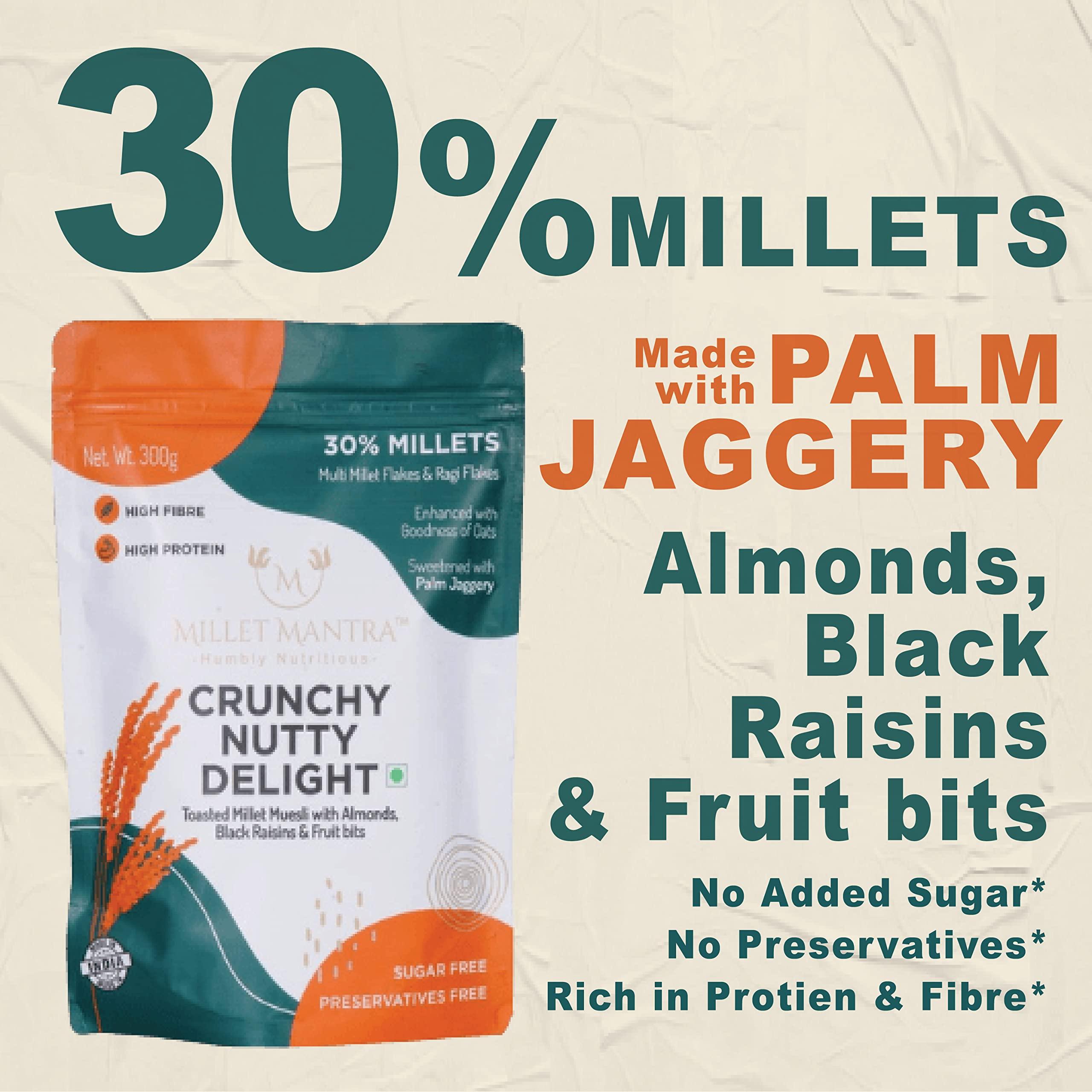 MILLET MANTRA MILLET MANTRA Crunchy Nutty Pack of 3 Dry Fruits High Protein Muesli Sugar Free Muesli, Muesli Fruit And Nuts | Mixed Dry Fruits & Nut, Almonds, Black Raisins Seedless | Muesli Sugar Free | Rich Breakfast Cereals