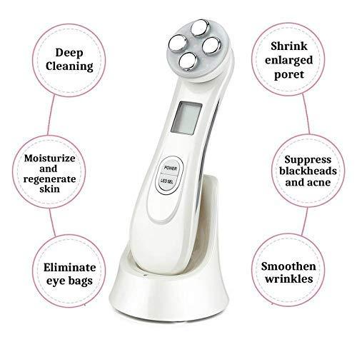 4beauty Therapy 5 In1 Facial Corded Electric Lifting Machine, LED Light Therapy Wrinkle Remover Skin Tightening Anti Aging Skin Rejuvenation Massager 5 in 1 RF EMS Beauty Device for Women