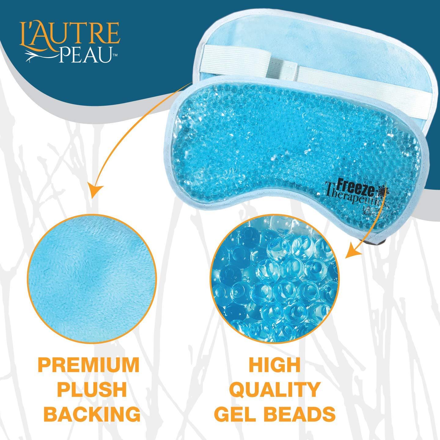 L\'AUTRE PEAU USA Merchant - Hot/Cold Plush Gel Bead Relief Wrap | Freeze Therapeutics by L\'AUTRE PEAU | Hot Or Cold Reusable Ice Packs with Flexible Beads (Blue Full Eye Mask)