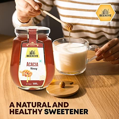 BEEHIVE Beehive Acacia Honey | 100% Pure & Natural | Energy Booster | Mild Honey Raw and Unprocessed Honey | 500 g