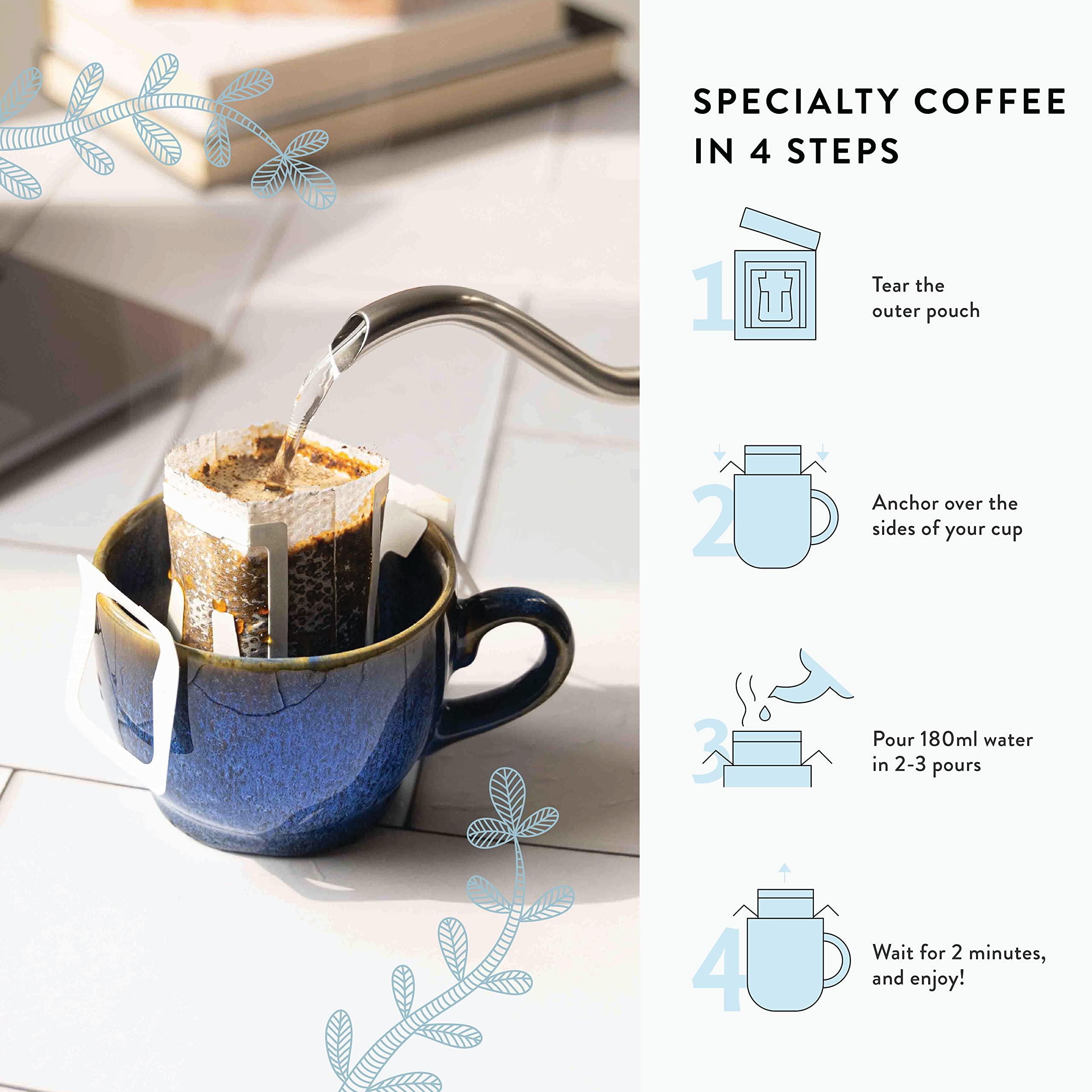 Blue Tokai Coffee Roasters Blue Tokai Coffee Roaster Easy Pour Over Coffee Drip Bags Assorted Light to Dark Roast | Pack of 5 Sachets | 100% Arabica Specialty Coffee | Just add hot water- Brew in 2 mins