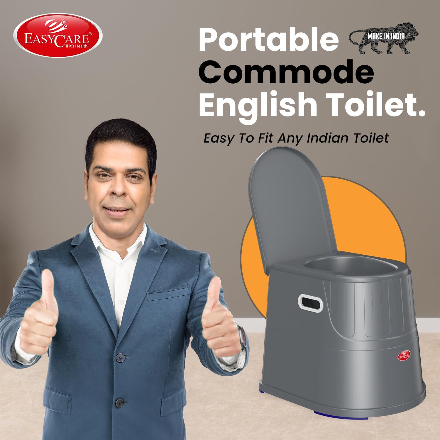 EASYCARE EASYCARE Heavy Duty Portable Indian to Western Toilet Converter | Commode Stool for Patients, Adults, Elderly, Kids, Handicap | Portable Toilet Seat | Toilet Chair I Capacity Upto 125 Kgs