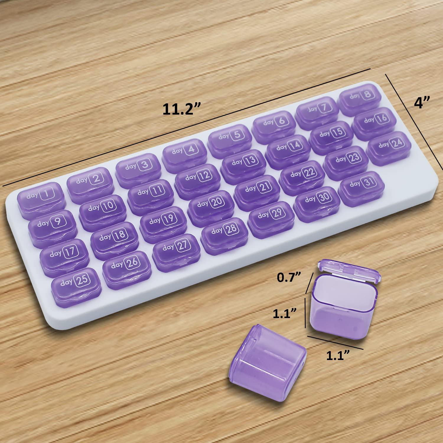 UHZBTEC UHZBTEC Monthly 31 compartments Pill Organizer Day Pill Organizer for Medicine Vitamin Holder Container (Purple)