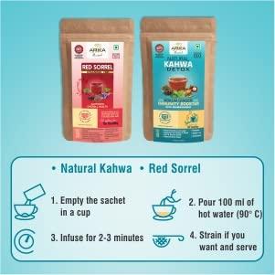 Arka All Natural Arka All Natura Combo Red Sorrel Tea + Natural Kahwa Kokum Ginger Detox Tea (10 Sachets in Box) Detox Herbal Wellness Tea | Sugar & Caffeine Free - 30 Sachets in Each