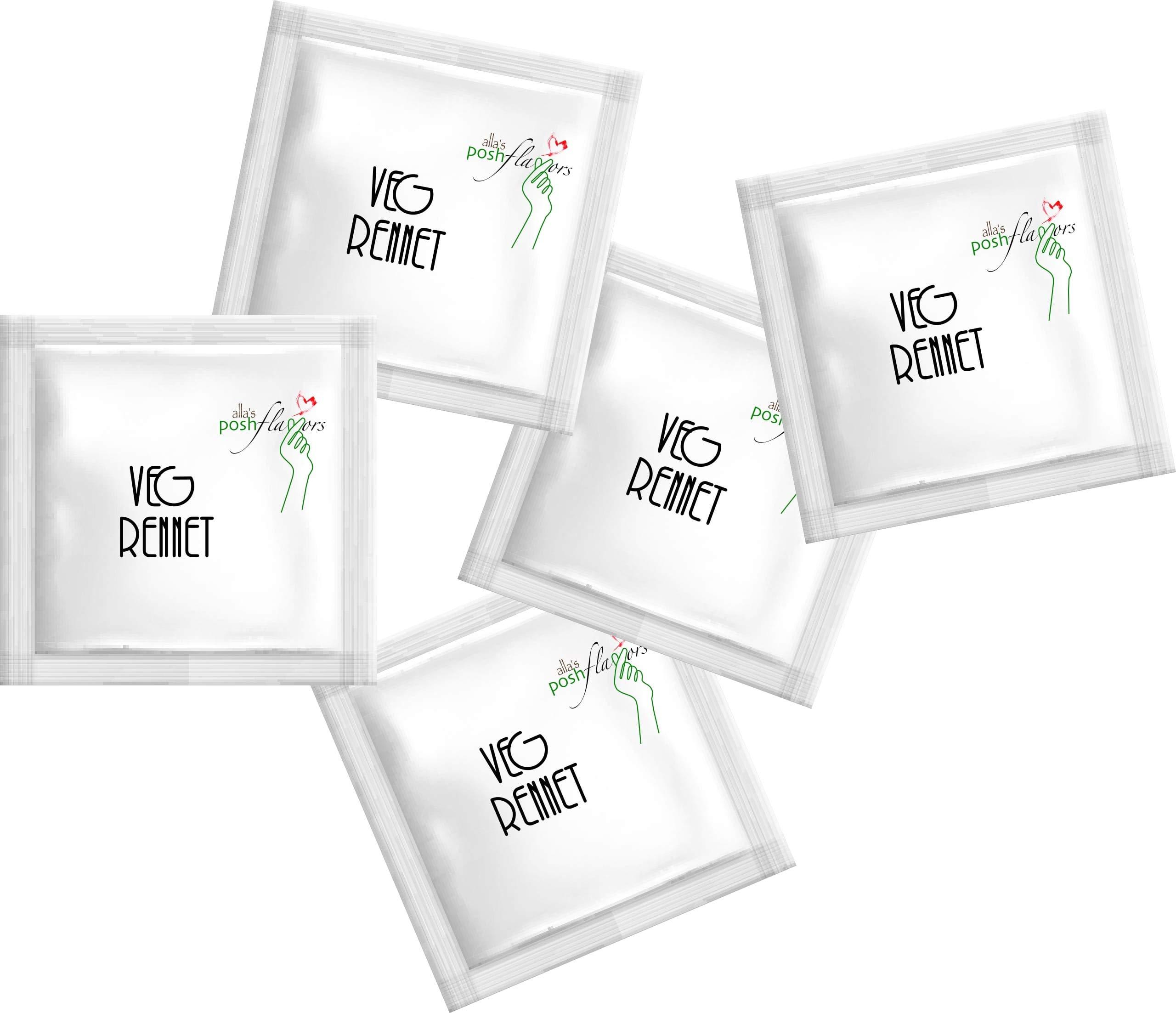 Alla's Posh Flavors Alla's Posh Flavors Powdered Vegetarian Rennet | 5 Convenient Sachets | Non-GMO | Gluten-Free | 100% Veg | Make Cheese Easily at Home (20 litres Milk)