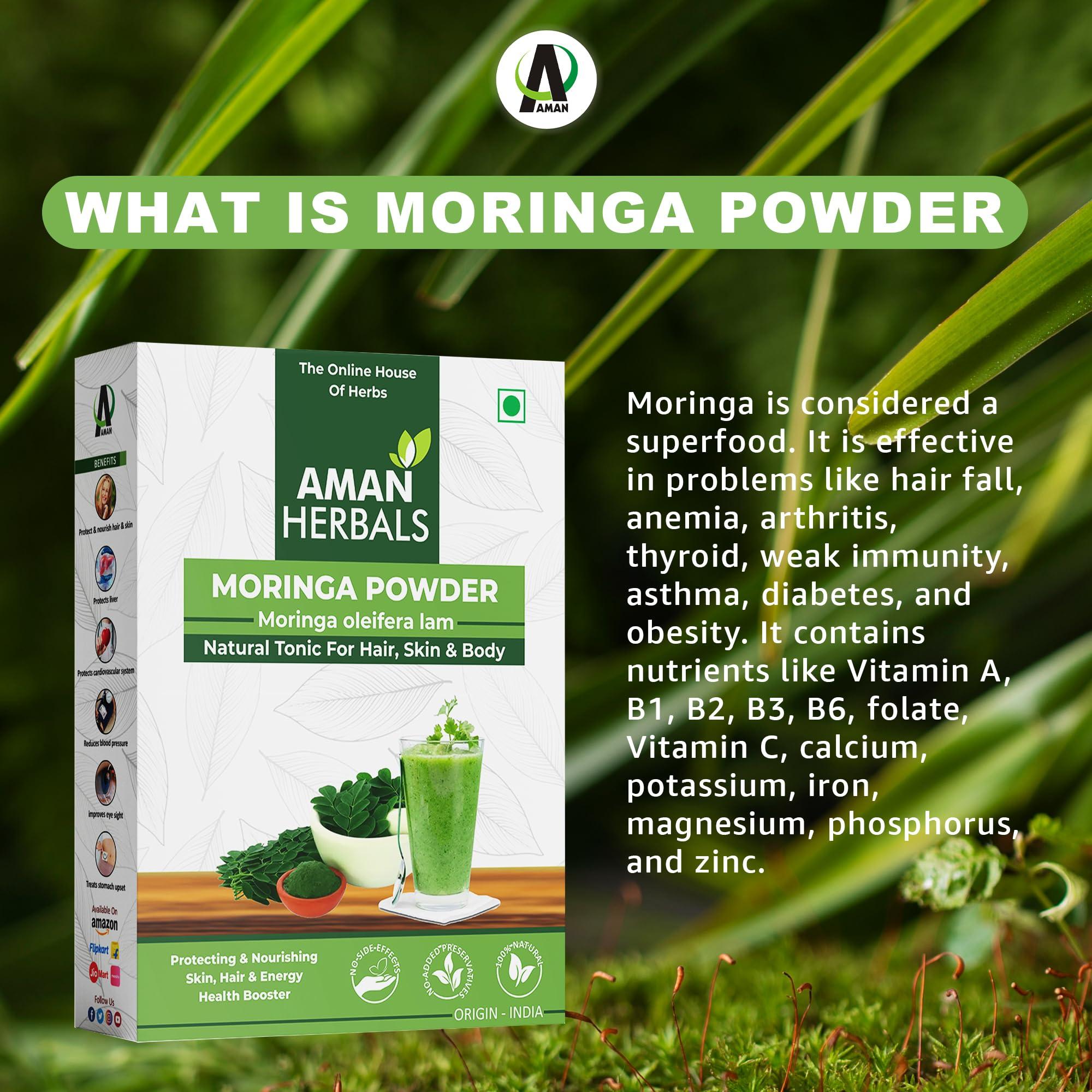 AMAN AMAN HERBALS - Natural 100% Pure Organic India Moringa Powder (250gm Pack of 1)