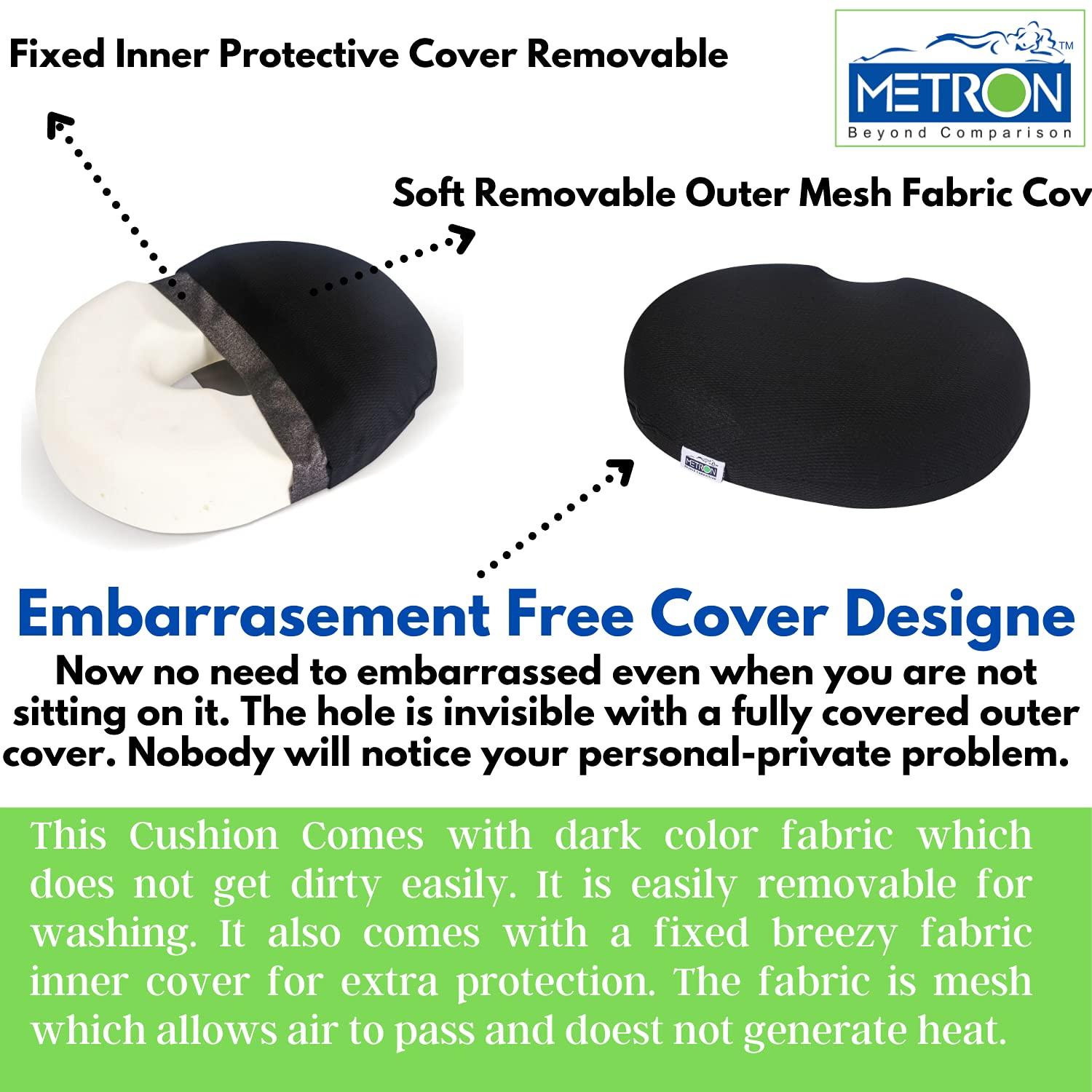 METRON METRON-Thick Donut Ring Cushion Pillow for Piles Hemorrhoid Coccyx Sciatic Nerve Pregnancy Tailbone Back Pain Fistula Prostate Post Natal Pain Relief Post Surgery Relief | Double Cover | Pack of 1