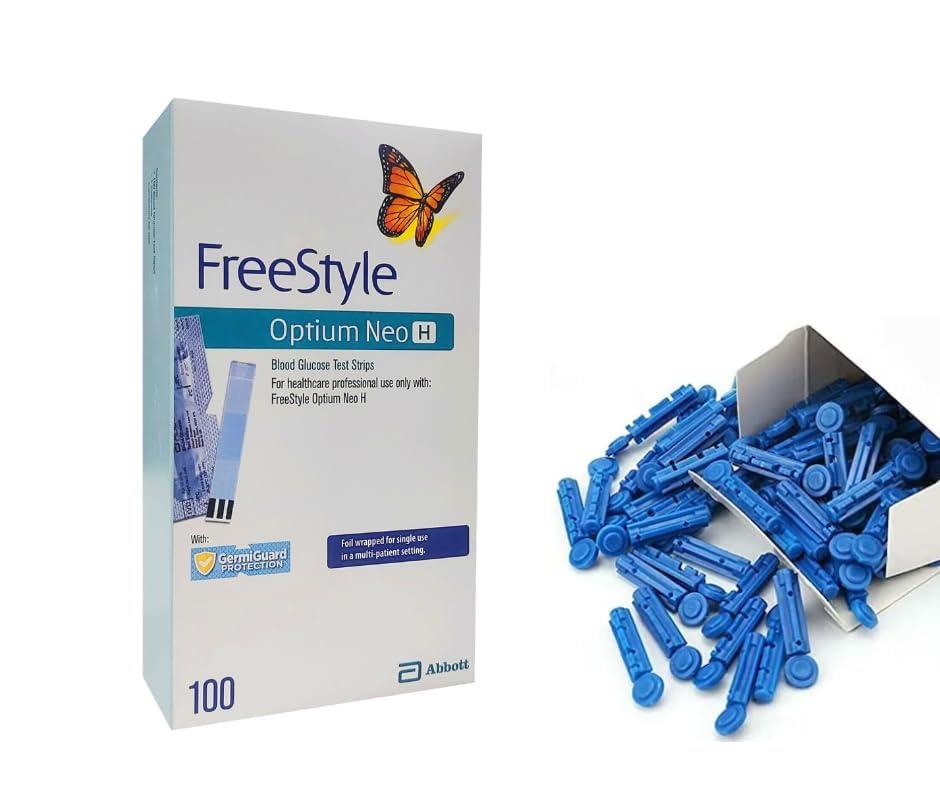 Anmol Anmol Freestyle Optium Neo H100 Blood Glucose Test Strips With 100 Lancets