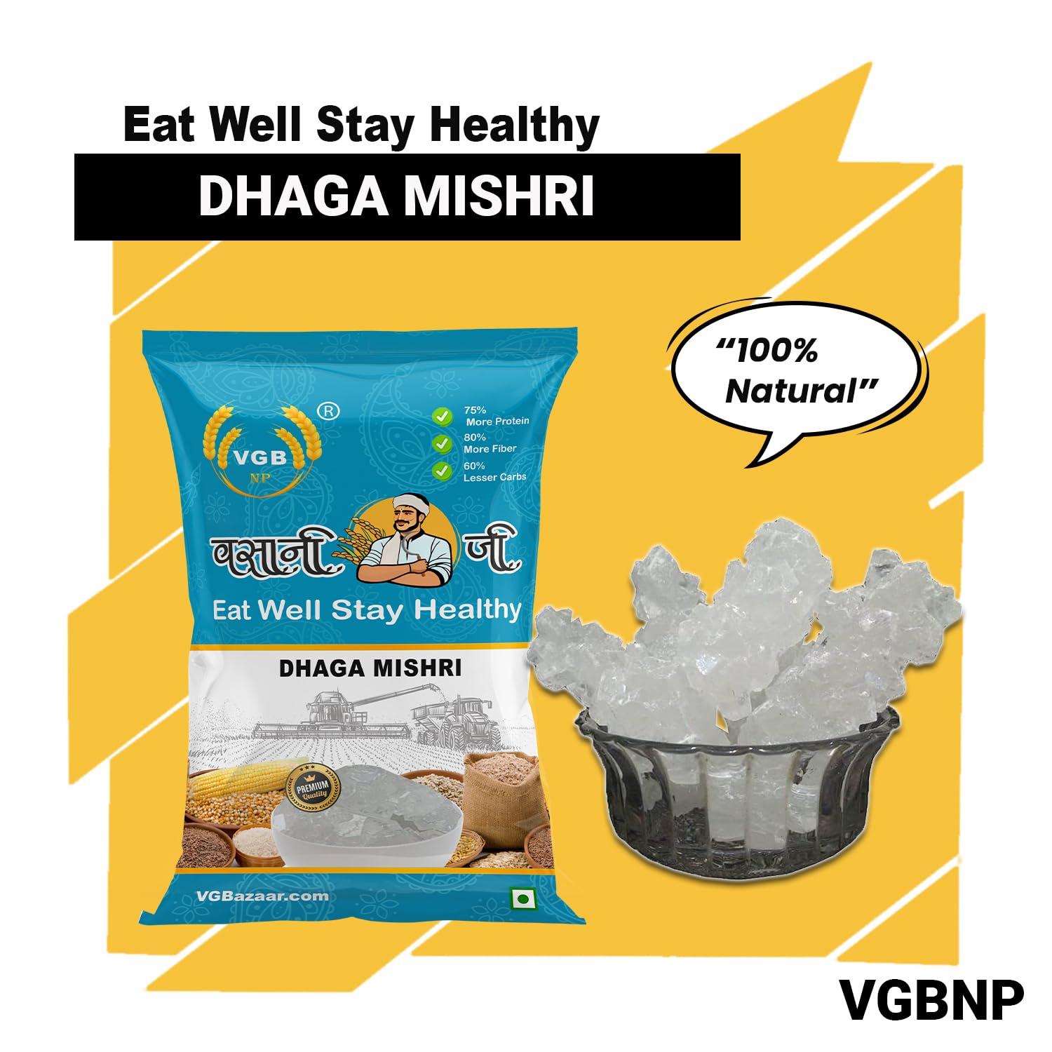 VGBNP VGBNP 100% Natural & Original Dhaga mishri (Dhage Wali Mishri) Pure Thread Mishri, Thread Crystal Rock Sugar (Crystal Sweet Candy | Crystal Bites | Patika Bellam) Healthy & Clean Dhaga Misri- 5 kg