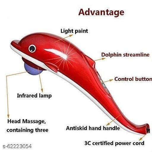 unine unine Dolphin Handheld Body Massager For Pain Relief With Powerful Vibration For Unisex Dolphin Massager Body Vibration Massage Machine Fish Massage,Red Giant Dolphinmassger